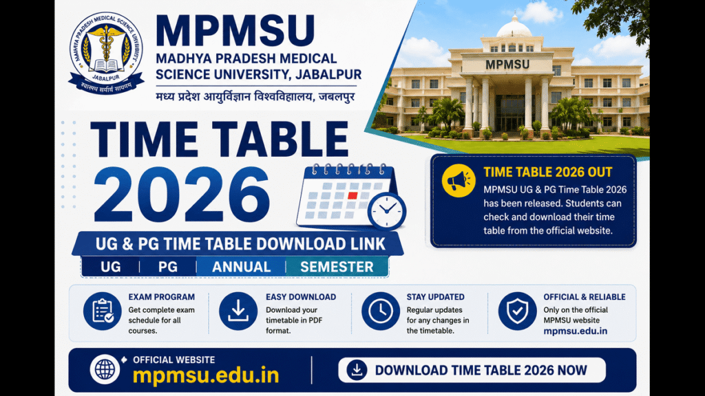 MPMSU Time Table 2026- UG PG Time Table Download Link @mpmsu.edu.in